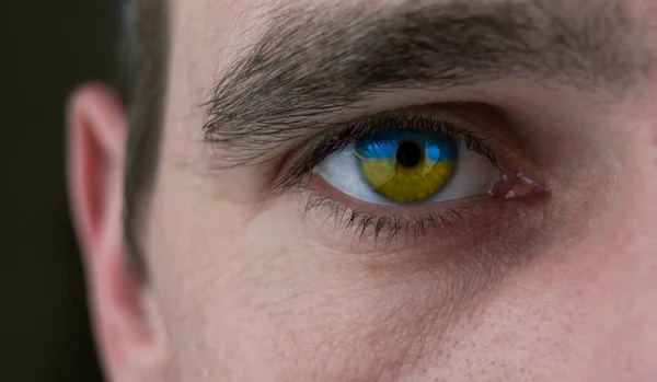 Manligt Ansikte Med Gula Blå Ögon Symbol För Det Ukrainska — Stockfoto