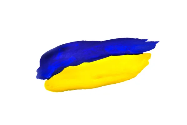 Bemalte Flagge Von Urkraine Isoliert Auf Weißem Hintergrund — Stockfoto