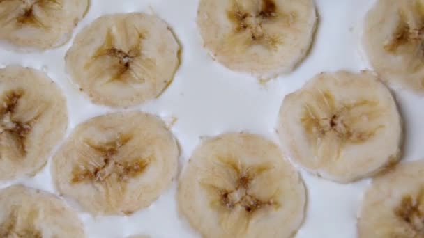Cooking Fruit Cake Banana Cake Made Home Background Top View — Vídeos de Stock