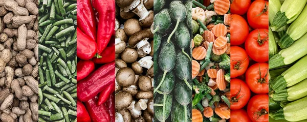 Коллаж Здорового Питания Сырые Свежие Овощи Баннер — стоковое фото