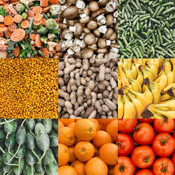 Здоровое Питание Сбор Различными Фруктами Ягодами Овощами Коллаж — стоковое фото