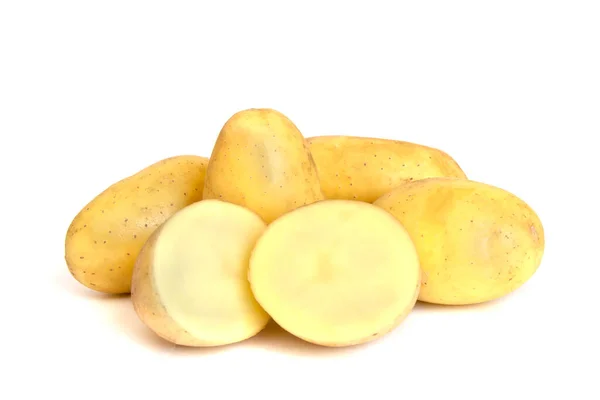 Grupo Batatas Isoladas Fundo Branco Fechar — Fotografia de Stock