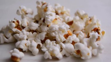 Air popped popcorn with no oil. Unsalted popcorn close up. Healthy food concept. Close-up shot