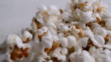 Air popped popcorn with no oil. Unsalted popcorn close up. Healthy food concept. Close-up shot