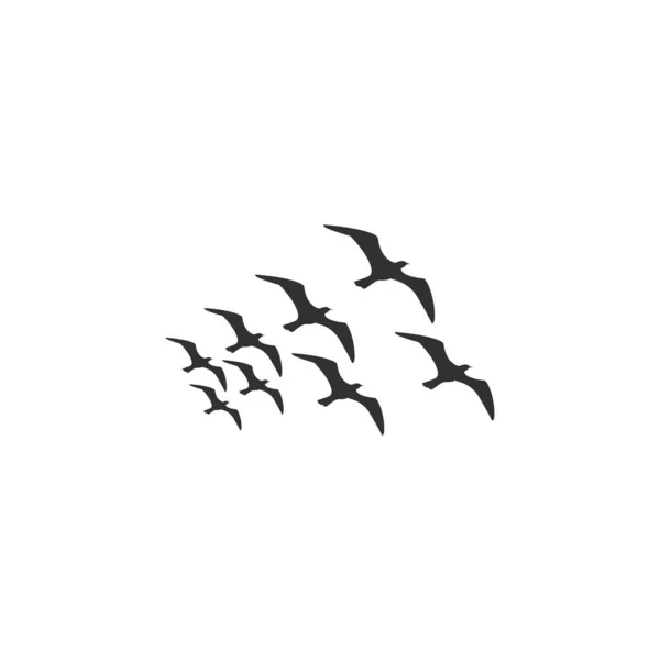 Abstrakt Enkel Platt Logotyp Vektor Illustration Flyger Fågel Flock Ikon — Stock vektor