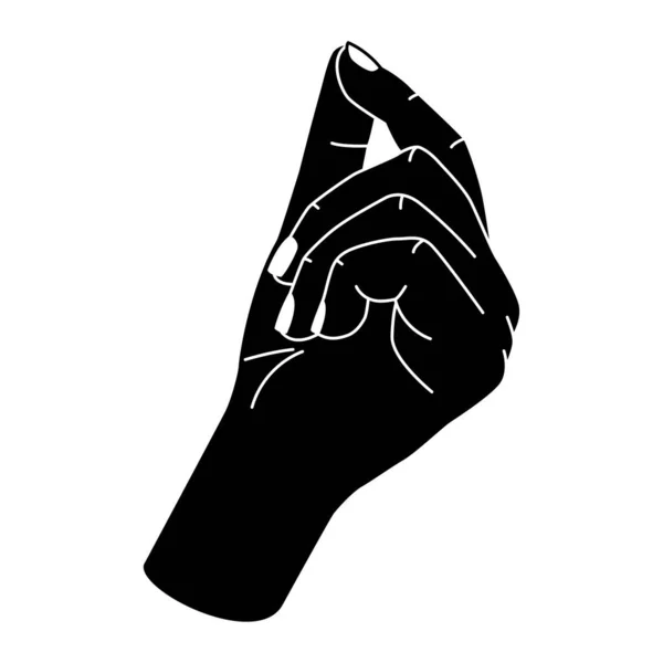 Mulher Homem Mão Gesto Parte Corpo Humano Preto Monocromático Símbolo —  Vetores de Stock