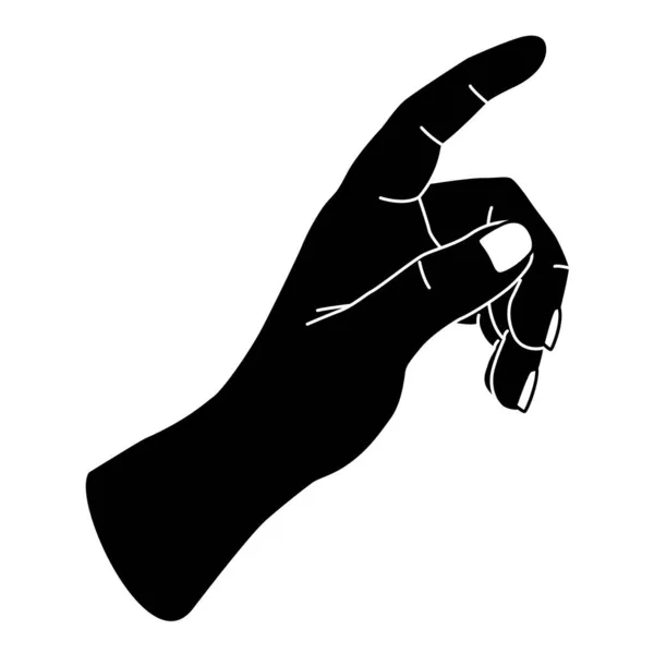 Gest Ręki Kobiety Lub Mężczyzny Część Ludzkiego Ciała Czarny Monochromatyczny — Wektor stockowy