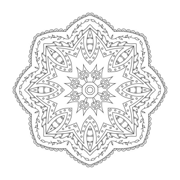 Elemento Design Mandala Ornamento Redondo Simétrico Doodle Monocromático Bom Para — Vetor de Stock