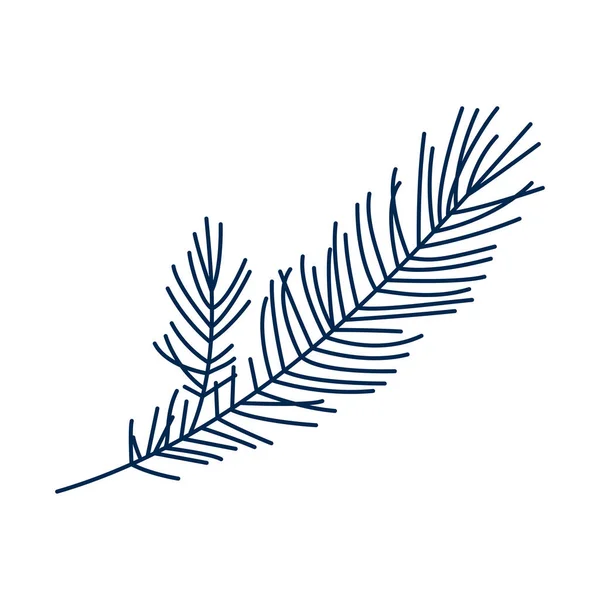 Hand Drawn Line Art Illustration Pine Tree Branch Winter Christmas — Stock Vector
