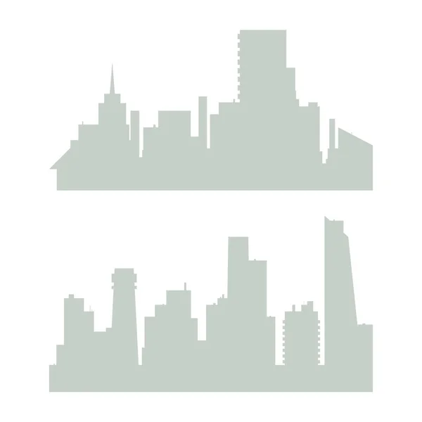 Cartoon City Silhouette Set Modern Urban Landscape Panorama City Town — Vector de stock