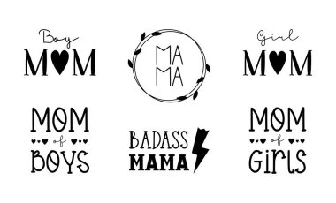 Anneler Günü koleksiyonu. Anne hayatı alıntıları ayarlandı, tipografi tasarımı vektör çizimi beyaza izole edildi.