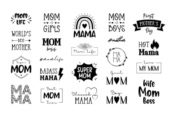 Anneler Günü koleksiyonu. Anne hayatı alıntıları ayarlandı, tipografi tasarımı vektör çizimi beyaza izole edildi.