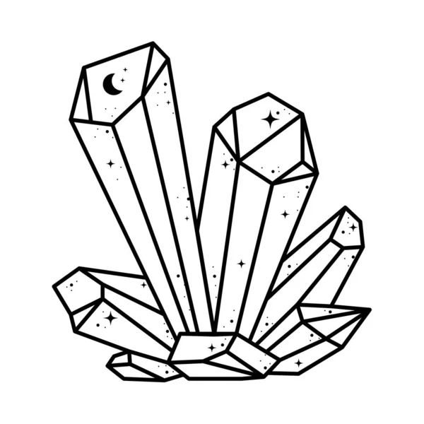 Quartz Crystal Isolated White Background Celestial Crystal Cluster Minerals Dimonds — Stockvektor