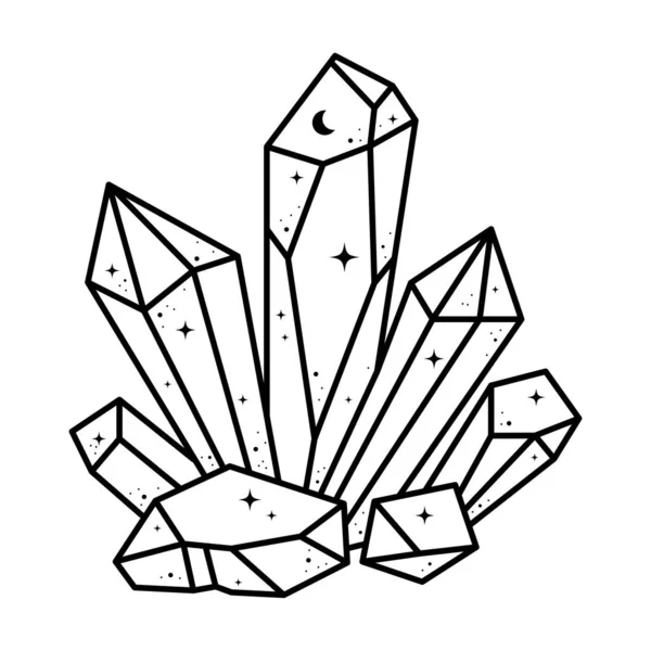 Quartz Crystal Isolated White Background Celestial Crystal Cluster Minerals Dimonds — Vetor de Stock