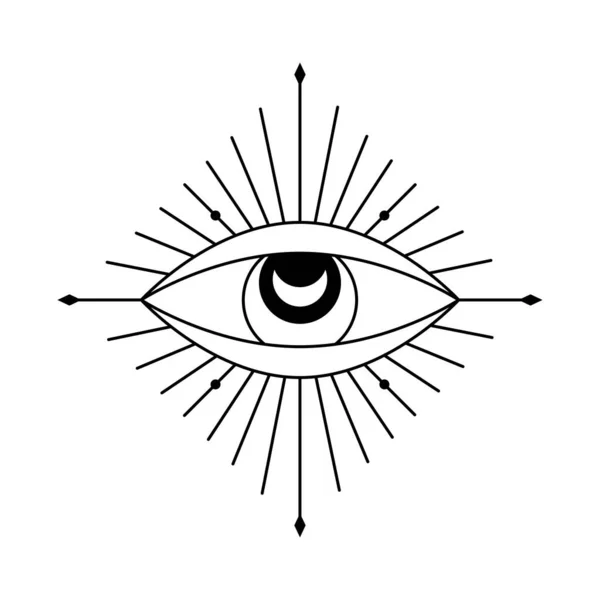 Zło Widząc Symbol Oka Okultystyczny Mistyczny Emblemat Tatuaż Graficzny Ezoteryczny — Wektor stockowy