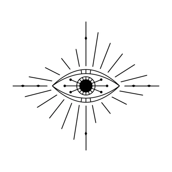 悪の目のシンボルを見て カルト神秘的なエンブレム グラフィックデザインの入れ墨 秘跡の錬金術 摂理の光景 — ストックベクタ