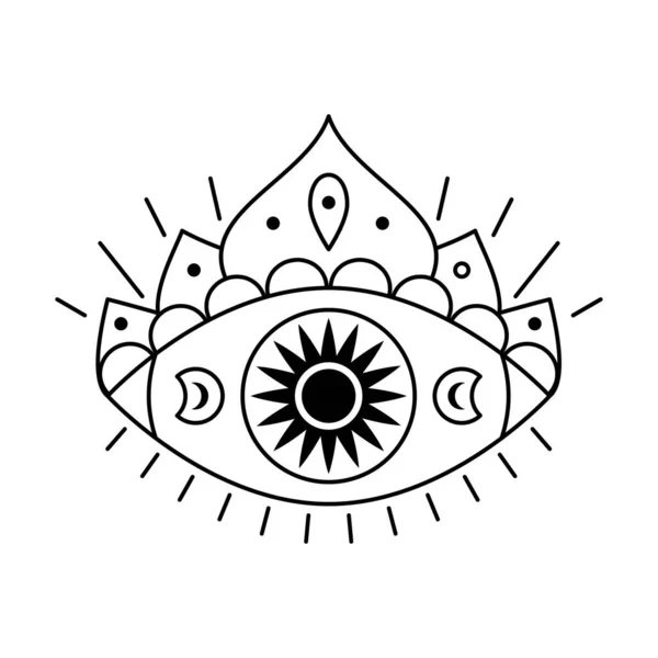 Mal Ver Símbolo Dos Olhos Emblema Místico Oculto Tatuagem Design — Vetor de Stock