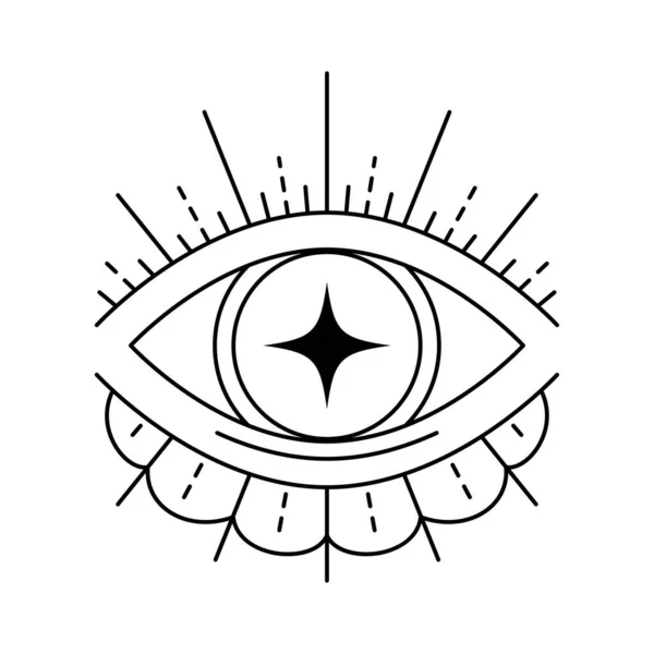 Malvado Símbolo Los Ojos Emblema Místico Oculto Tatuaje Diseño Gráfico — Vector de stock