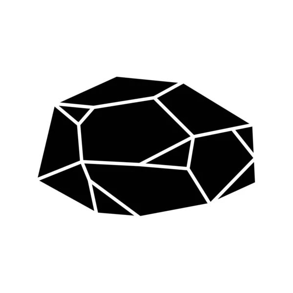 Black Geometric Crystal Design Element Polygon Icon Gem Stone Geometrical — 스톡 벡터