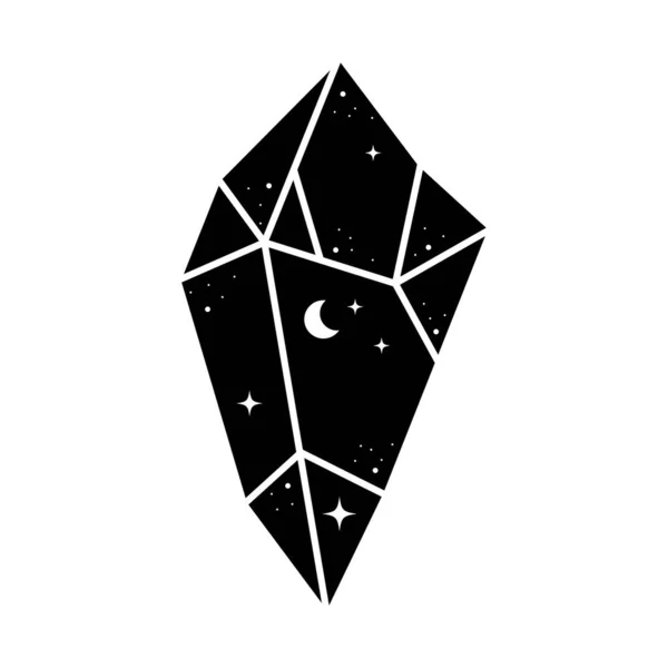 Black Celestial Crystal Icon Cute Geometrical Mystic Astrology Crystal Moon — Wektor stockowy