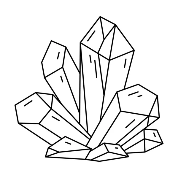Кристалічна Форма Кварцова Піктограма Лінія Мистецтва Камінь Дорогоцінний Камінь Елемент — стоковий вектор