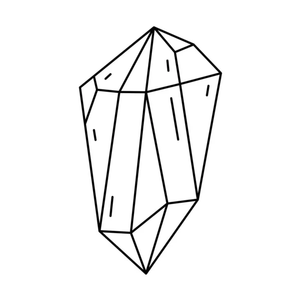 Crystal Shape Quartz Icon Line Art Gem Stone Geology Design — 스톡 벡터