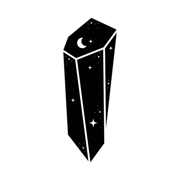 Black Celestial Crystal Icon Cute Geometrical Mystic Astrology Crystal Moon — Image vectorielle