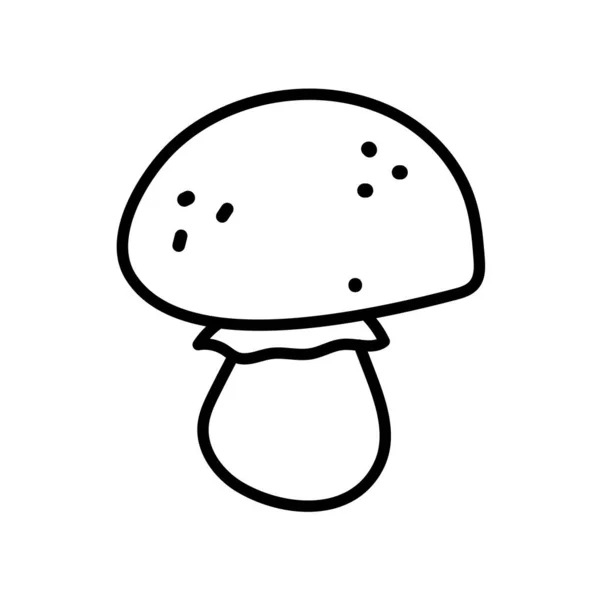 Cute Hand Drawn Champignon Mushrooms Doodle Line Art Vector Illustration —  Vetores de Stock