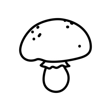 Cute hand drawn champignon mushrooms. Doodle line art vector illustration for vegetable blanks, cooking recipes and kitchen design. Linear food ingredient.
