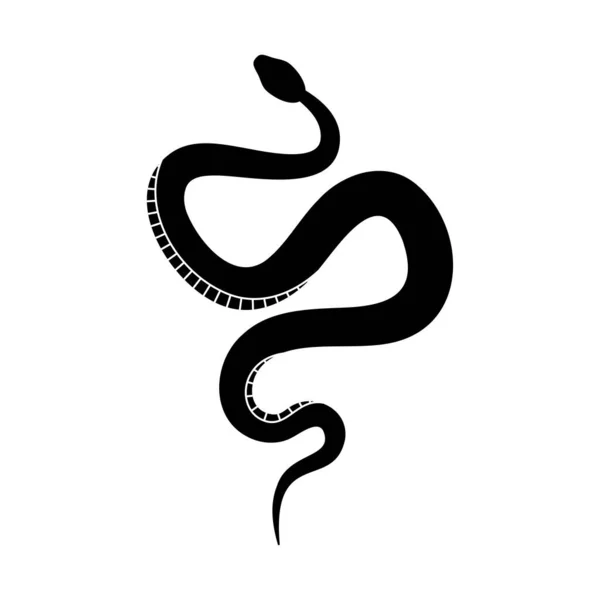 Schwarze Schlangensilhouette Isoliertes Reptiliensymbol Ikone Der Tierwelt Schlange Auf Weißem — Stockvektor