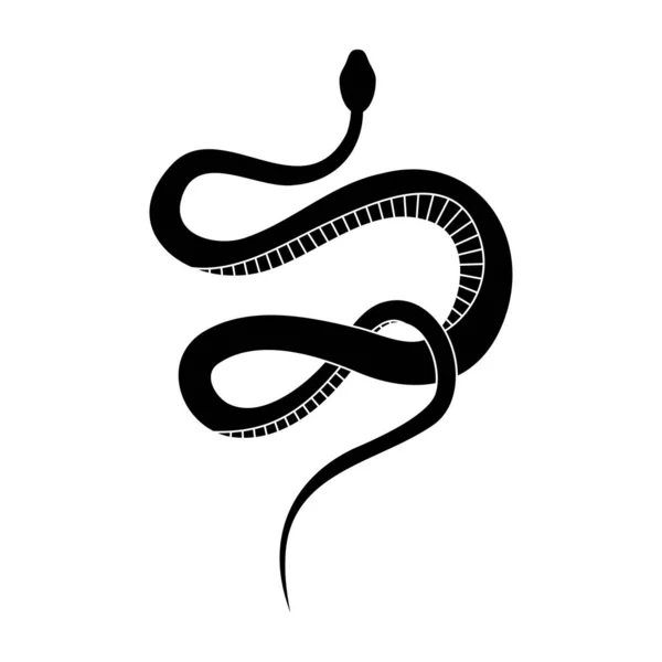 Чёрный Силуэт Змеи Изолированный Символ Рептилии Иконка Дикой Природы Змея Стоковая Иллюстрация