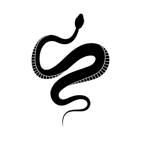 Serpent Silhouette Noire Symbole Reptile Isolé Icône Faune Serpent Sur — Image vectorielle