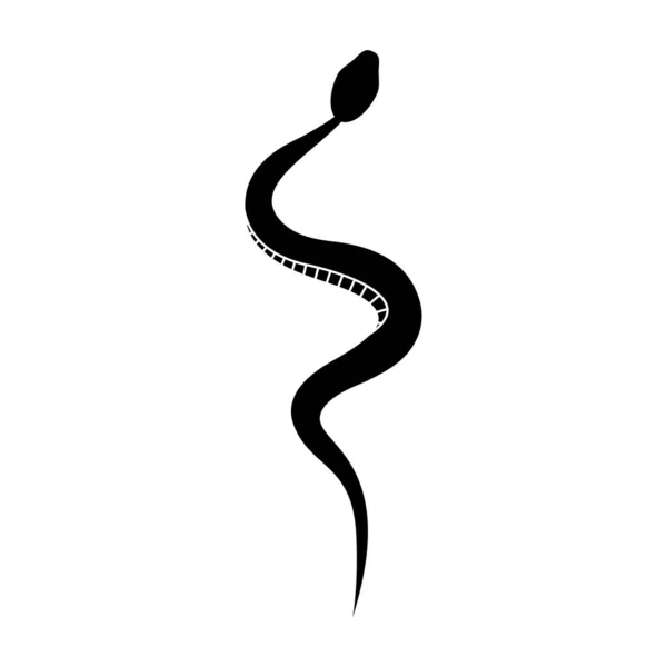 Black silhouette snake. Isolated reptile symbol, wildlife icon snake on white background. Abstract sign snake. Nature vector illustration.