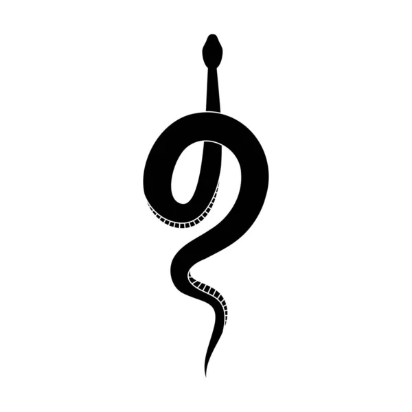 Serpent Silhouette Noire Symbole Reptile Isolé Icône Faune Serpent Sur — Image vectorielle