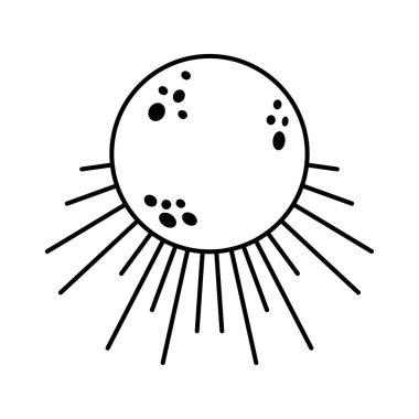 Çizgi sanat ayı ve ay ışığı. Sihirli mistik vektör tasarım elementi. Soyut doğrusal ay. Boho İlahi Çizimi.