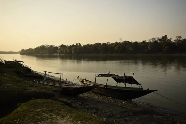 Krajobraz Przy Rzece Wieczorem Garchumuk Zachodni Bengal Indie — Zdjęcie stockowe
