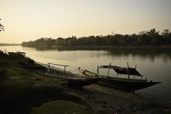 Nadrzeczny Krajobraz Wieczorem Garchumuk Zachodni Bengal Indie — Zdjęcie stockowe