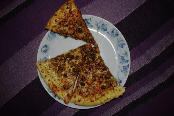 Fatias Pizza Prato Serviço — Fotografia de Stock