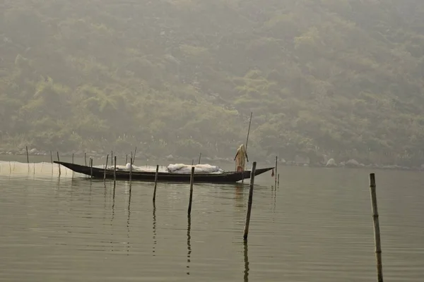 Lake Chilika Rambha Odisha Índia Março 2022 Barco Pesca Esperando — Fotografia de Stock
