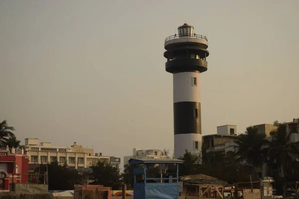 Faro Puri Adyacente Playa Mar Para Ayuda Navegación Odisha India —  Fotos de Stock