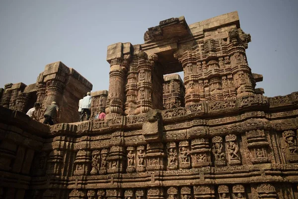 Konark Odisha Indie Březen 2022 Starobylý Jemný Ruční Design Zdi — Stock fotografie