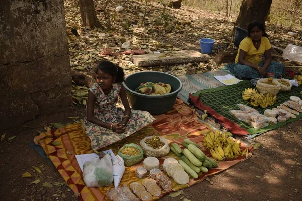 Chicas Tribales Vendiendo Frutas Alimentos Caseros Dentro Del Parque Nacional — Foto de Stock