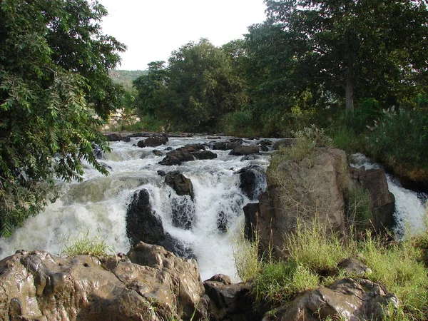 Kaveri Rivierbeken Kleine Watervallen Stroomt Door Jungle Helemaal Overat Hogenakkal — Stockfoto