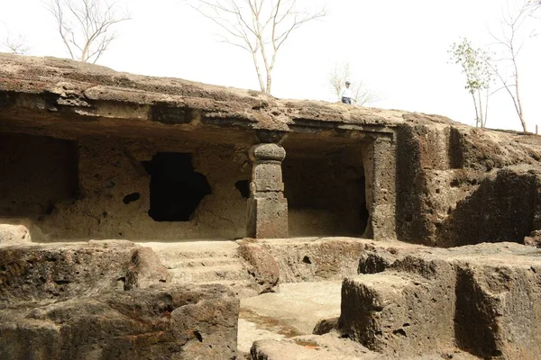 Αρχαία Βουδιστικά Σπήλαια Χτισμένα Μεταξύ 1Ου Αιώνα Και 6Ου Αιώνα — Φωτογραφία Αρχείου