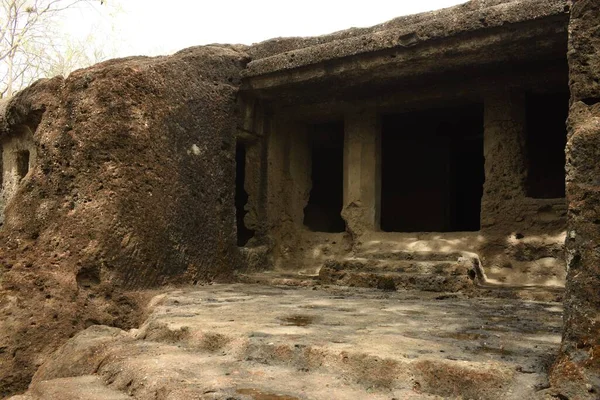 Una Las Antiguas Cuevas Entrada Cavernas Mahakali Kondivite Cueva Basalto — Foto de Stock