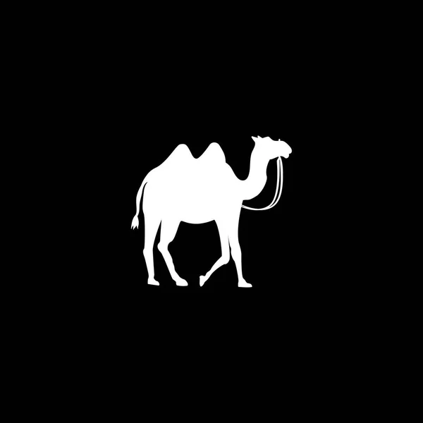 Значок Верблюда Белом Черном Фоне Вектор — стоковый вектор