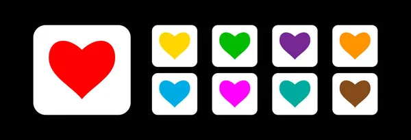 Koyu Arkaplanda Farklı Renklerde Kalp Ikonu Vektör Seti — Stok Vektör