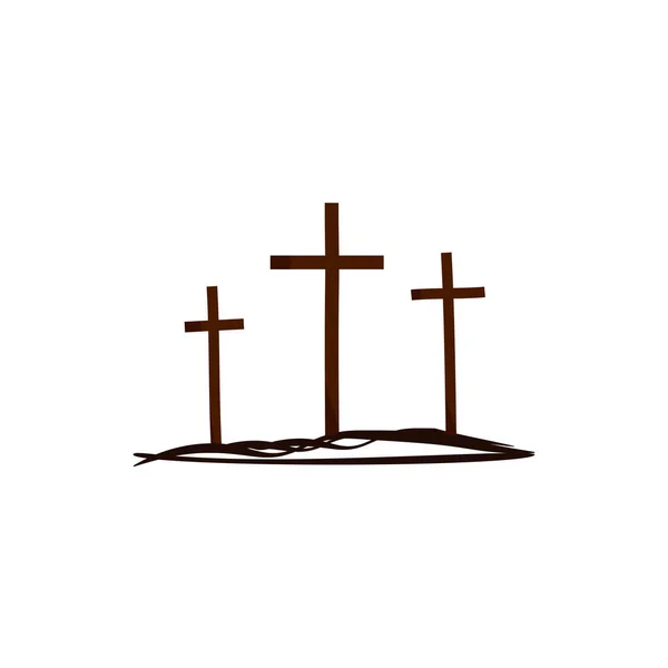 Три Хрести Горі Гори Розпято Ісуса — стоковий вектор