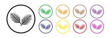 Yeşil palmiye yapraklarının simgesi farklı renklerdedir. Palm Sunday bayramı için simge. 