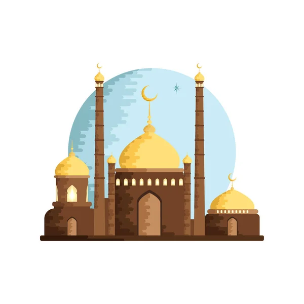 Mosquée Grand Cheikh Avec Croissant Lune Une Étoile Sur Fond — Image vectorielle